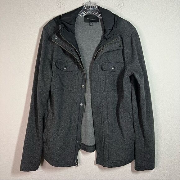 Banana Republic Black Zip Up Button Hoodie Jacket‎ Men’s Size Small - Picture 1 of 7